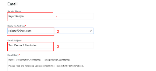 Configure email details